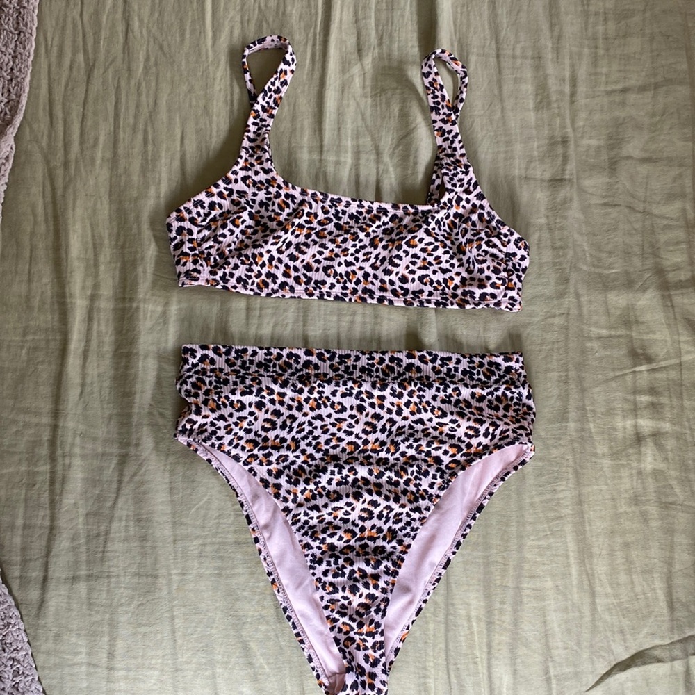 Pink leopard print bikini